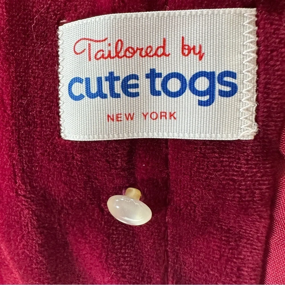 Vintage Cute Togs New York Velvet Cranberry Coat Double Breast Sz 3